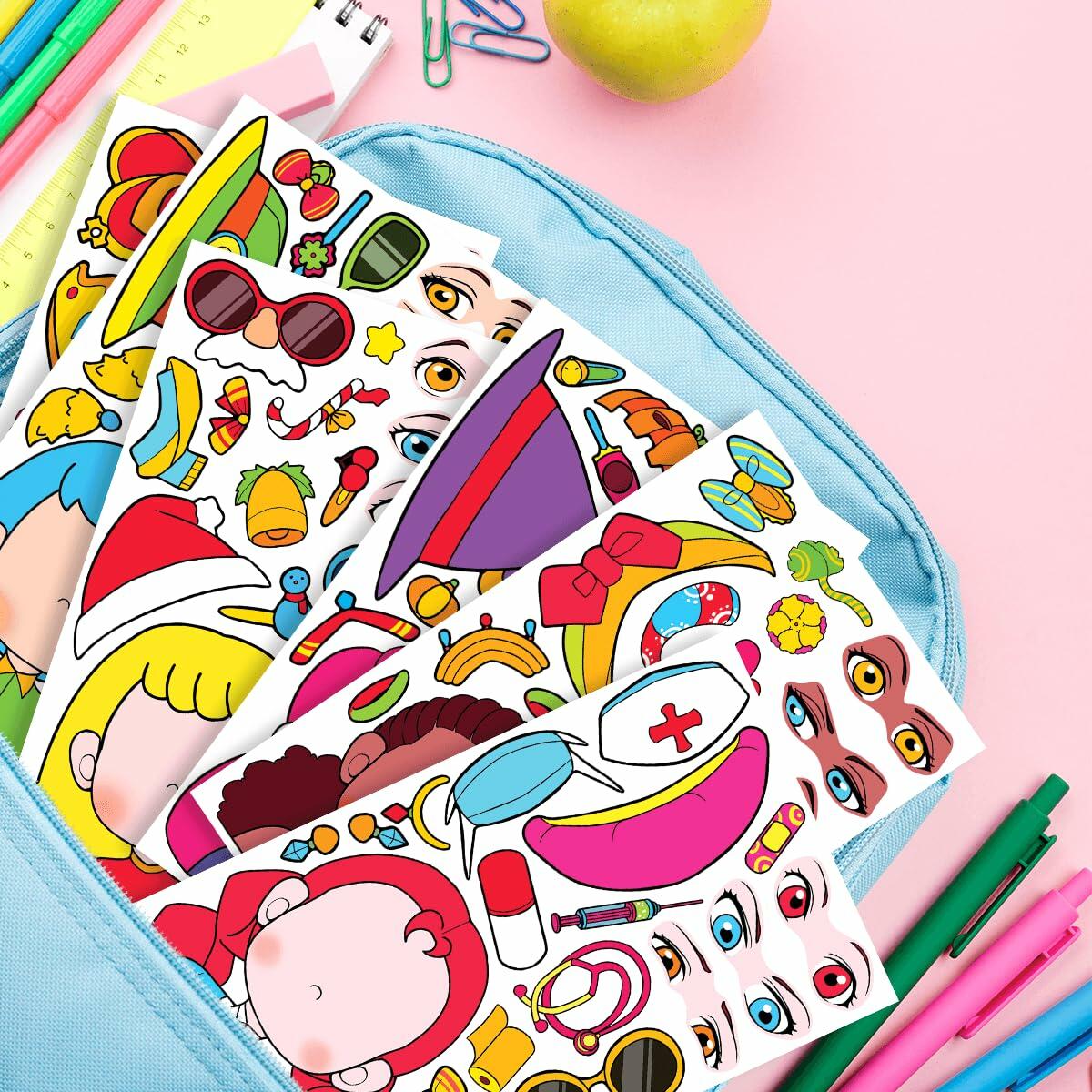 BOGIKI Make a Face Stickers 15 Sheets Waterproof Girl Halloween Party Favors