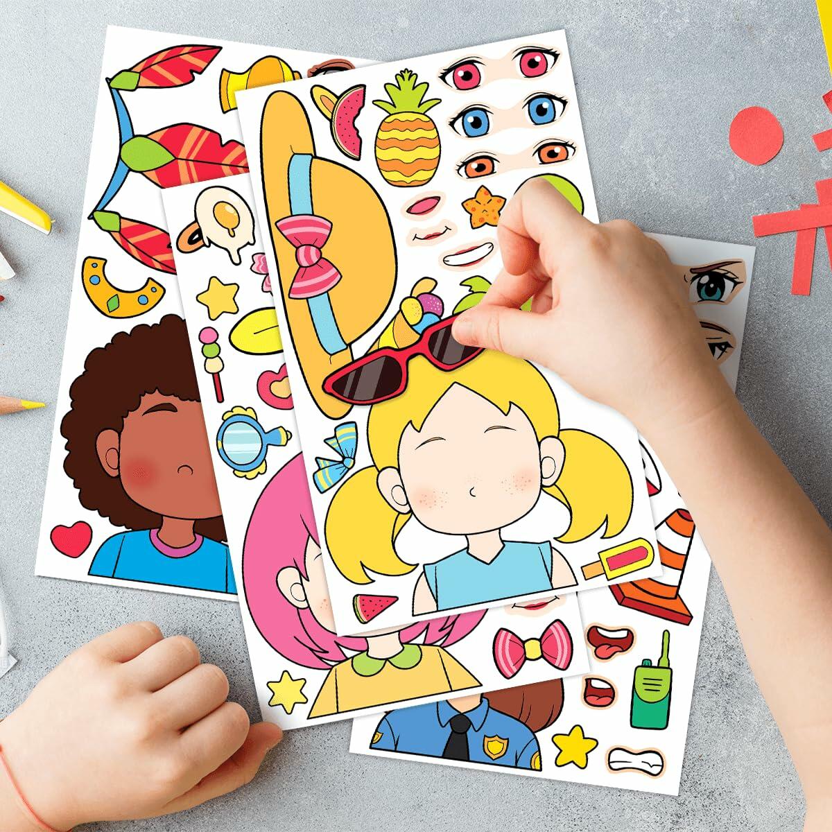 BOGIKI Make a Face Stickers 15 Sheets Waterproof Girl Halloween Party Favors