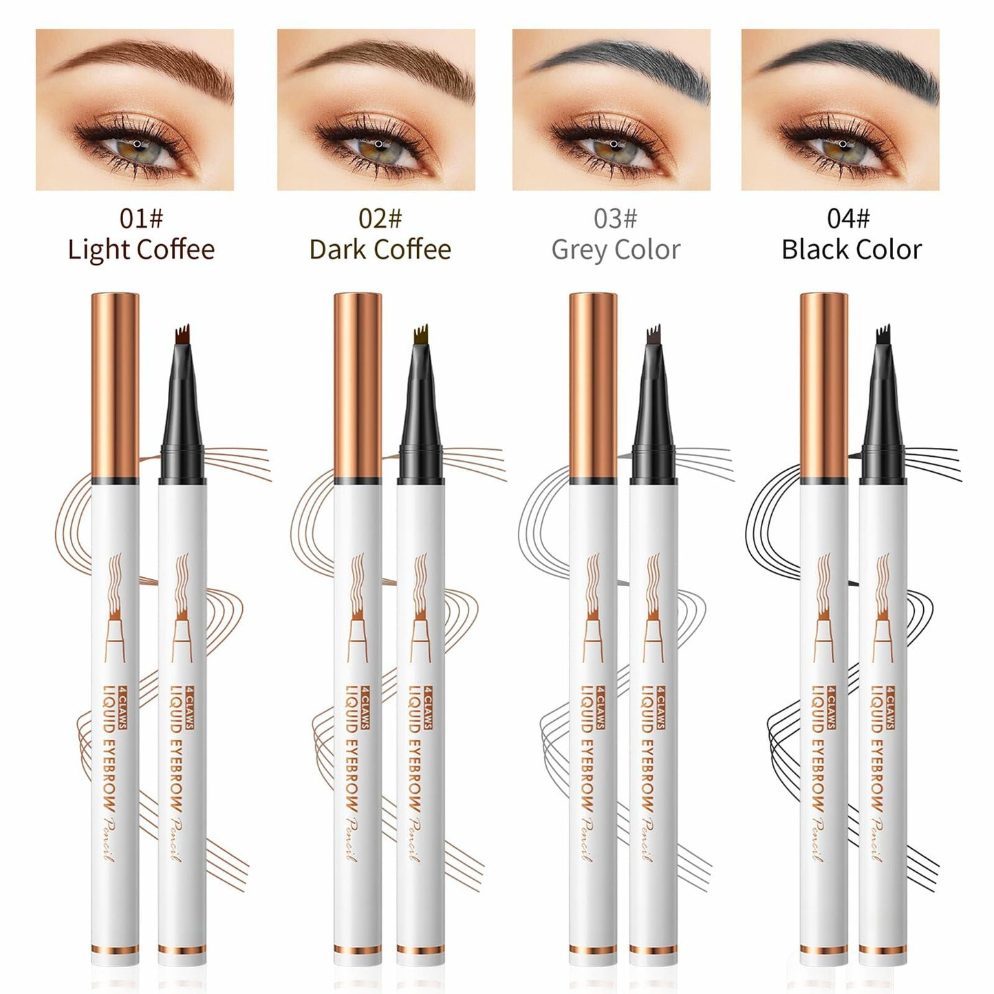 YIWANLLE Eyebrow Microblading Pen 3D Waterproof 4 Fork Tip Light Coffee 1 Count