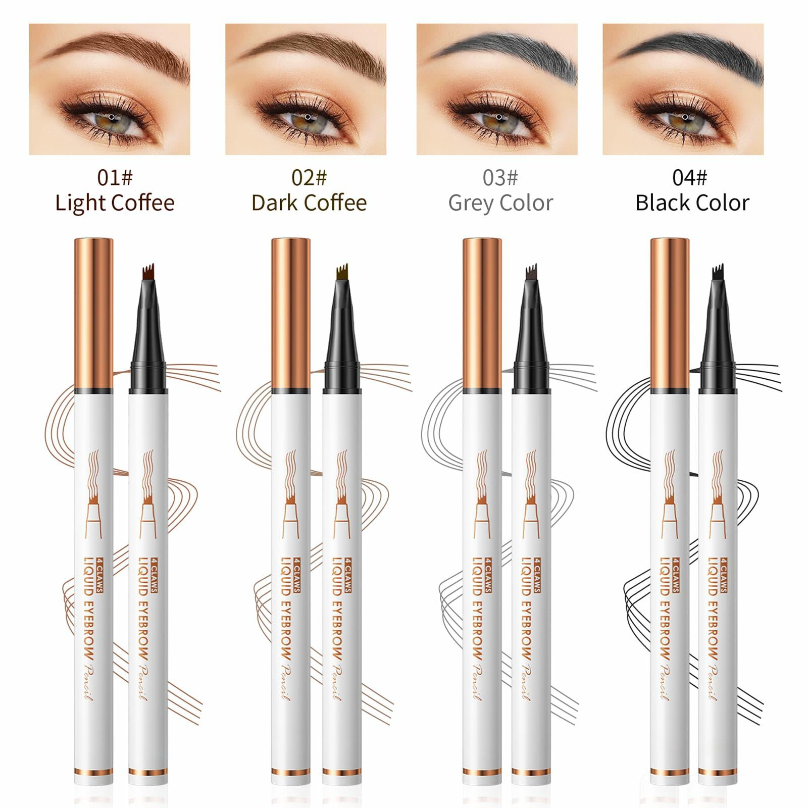 YIWANLLE Eyebrow Microblading Pen 3D Waterproof 4 Fork Tip Light Coffee 1 Count