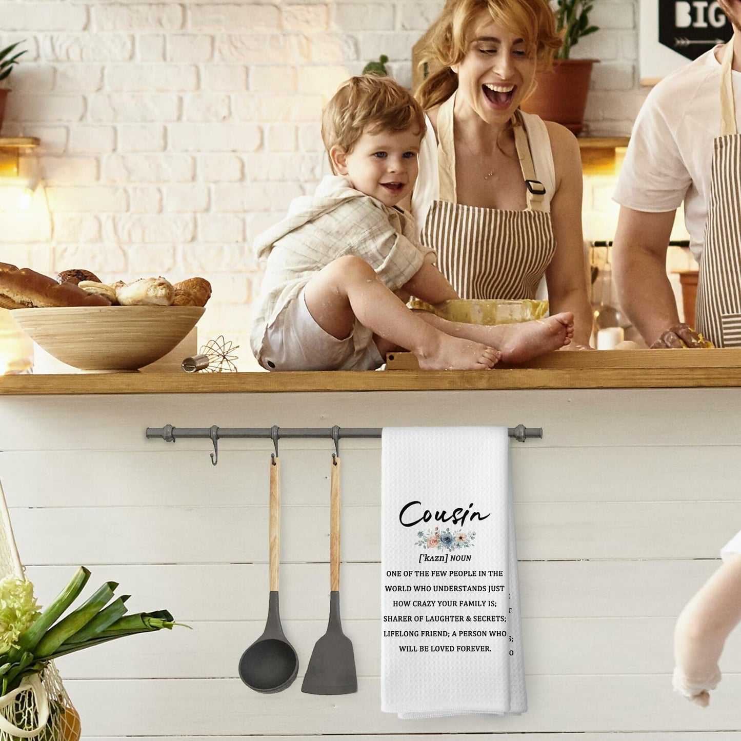 TAEDIN Cousin Gifts Kitchen Towels 16x24in Decorative Absorbent Tea Towel