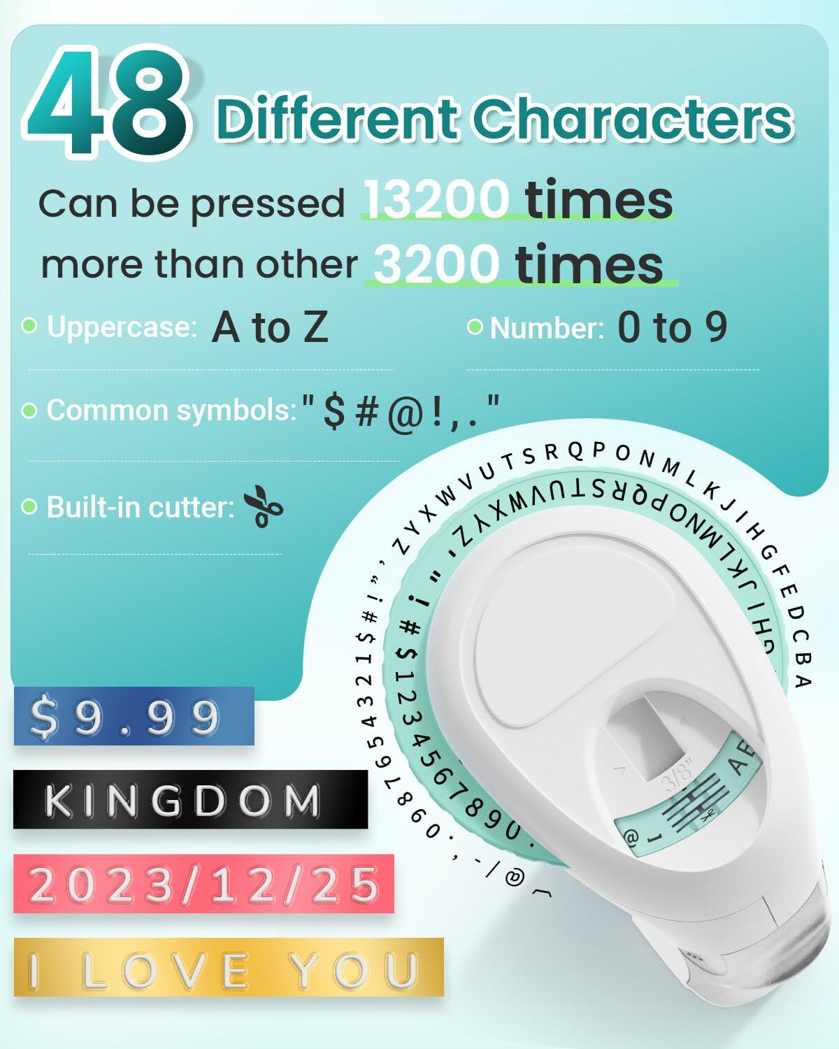 Label KINGDOM Pink Omega S Embossing Label Maker with 10 Rolls Tape