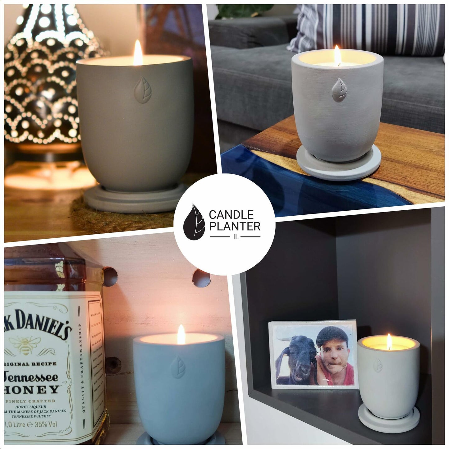 Matani Concrete Cement Candle Planter Aromatherapy Soy Black Sandalwood 3.1x4in