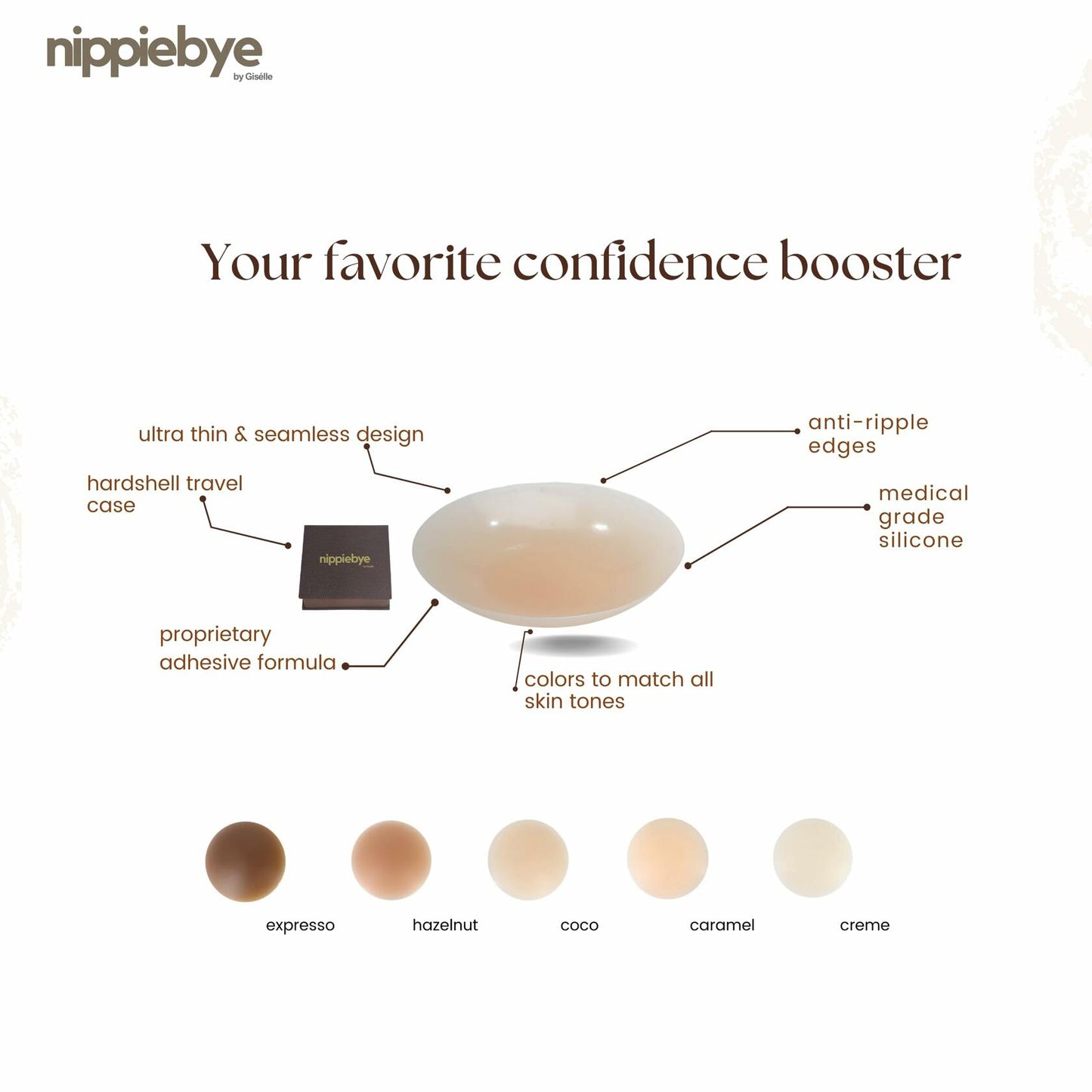 Nippiebye Silicone Reusable Adhesive Nipple Covers Pasties Caramel
