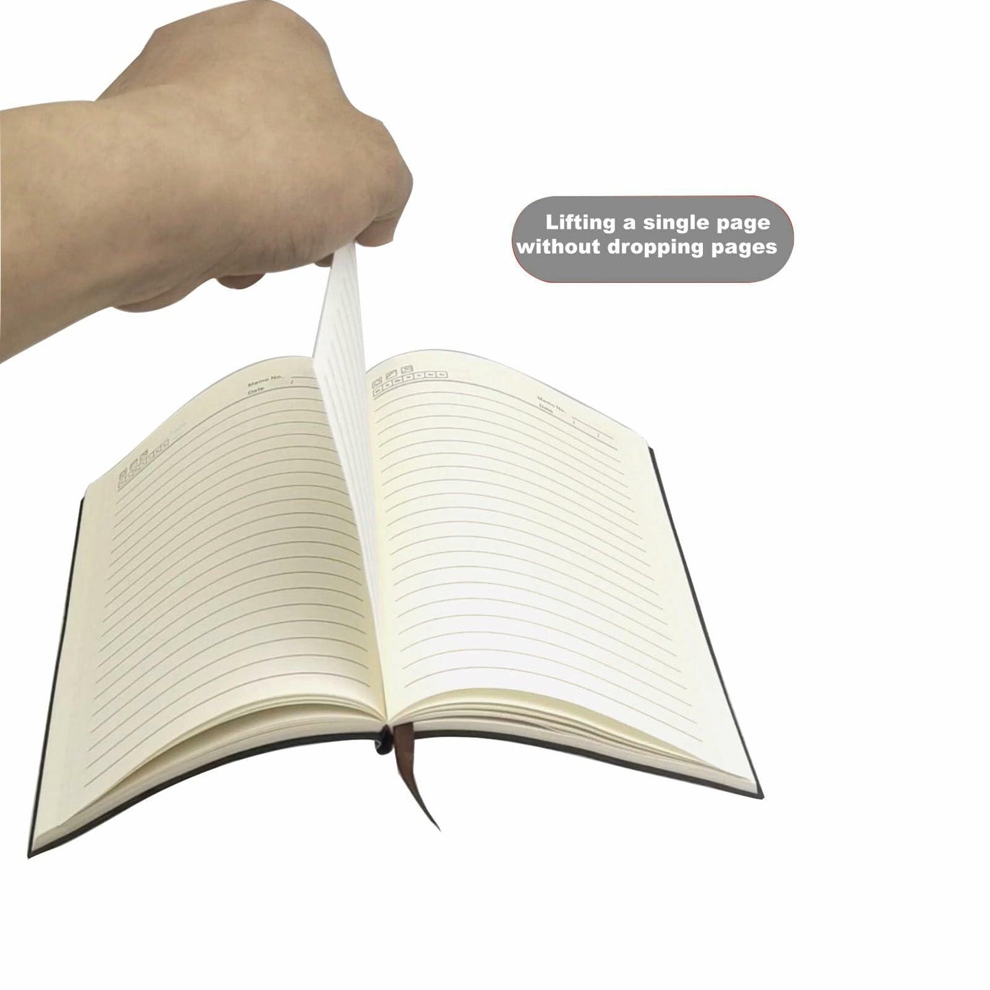 shengyoude Business A5 PU Leather Notebook 8mm Grid 200 Pages Black