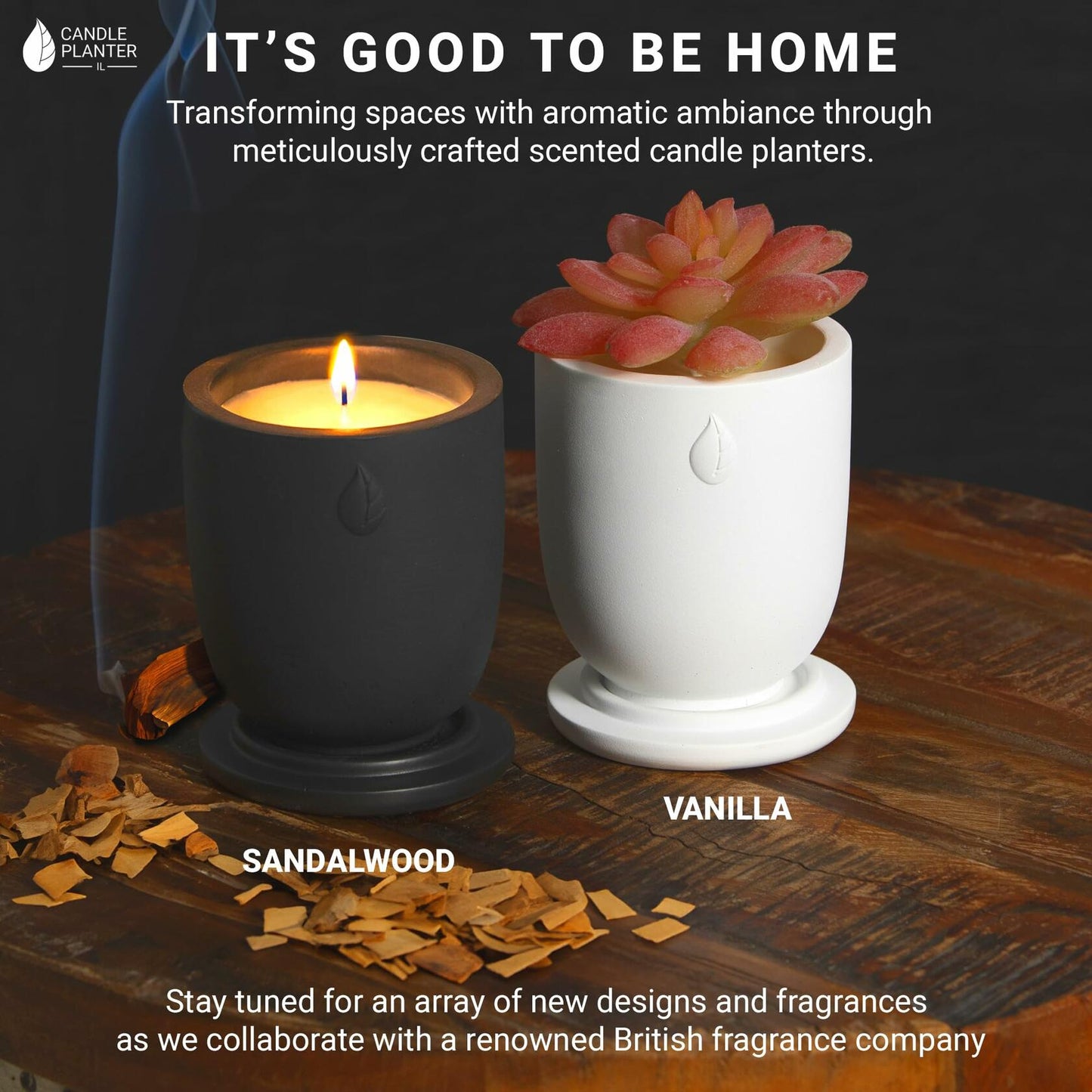 Matani Concrete Cement Candle Planter Aromatherapy Soy Black Sandalwood 3.1x4in