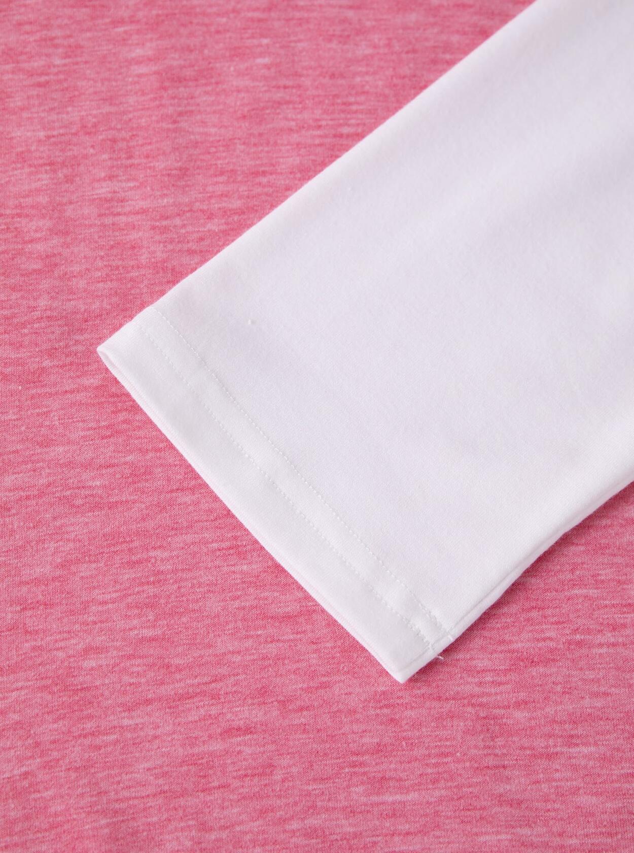 LilyCoco Womens 3/4 Sleeve V Neck Color Block Raglan T Shirt Pink Size M