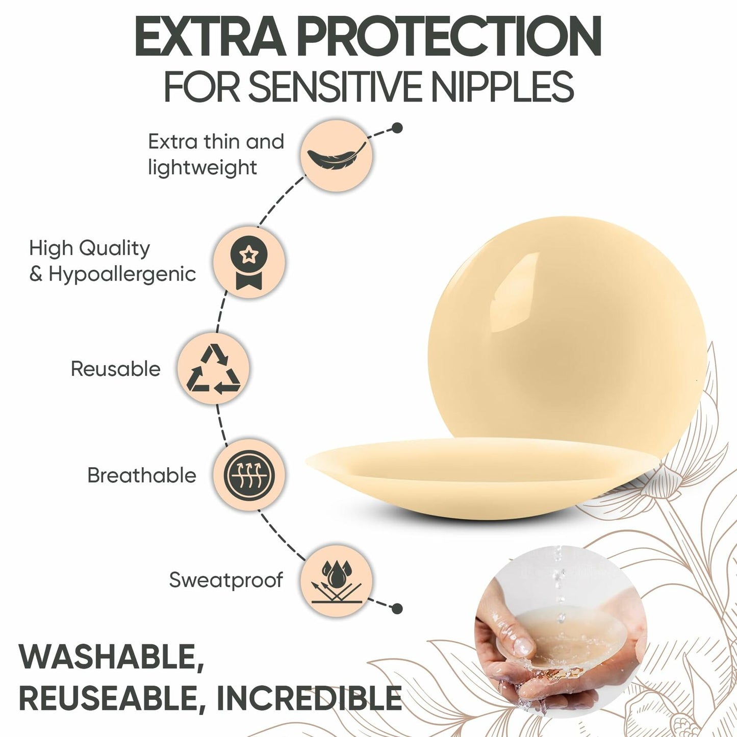 Nippiebye Silicone Reusable Adhesive Nipple Covers Pasties Caramel