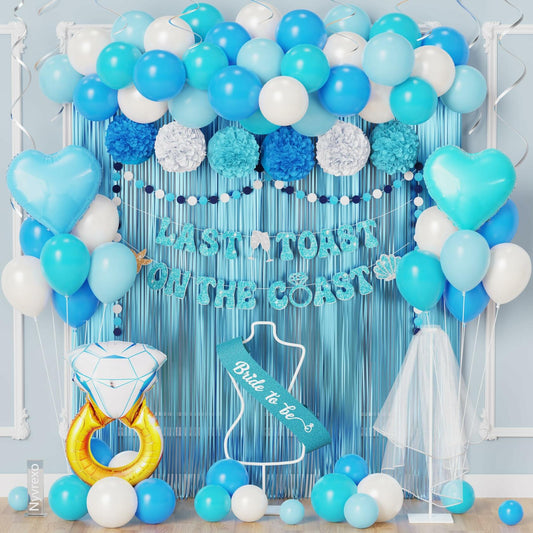 Nyvrexo Last Toast on The Coast Bachelorette Decorations Blue White Paper