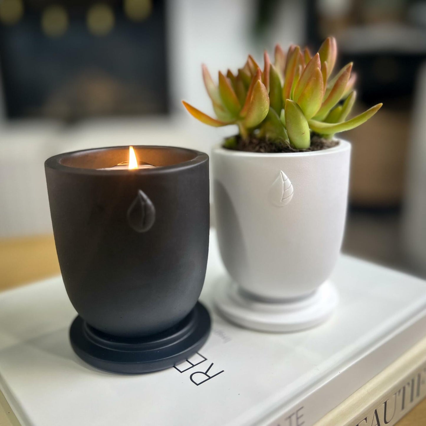 Matani Concrete Cement Candle Planter Aromatherapy Soy Black Sandalwood 3.1x4in