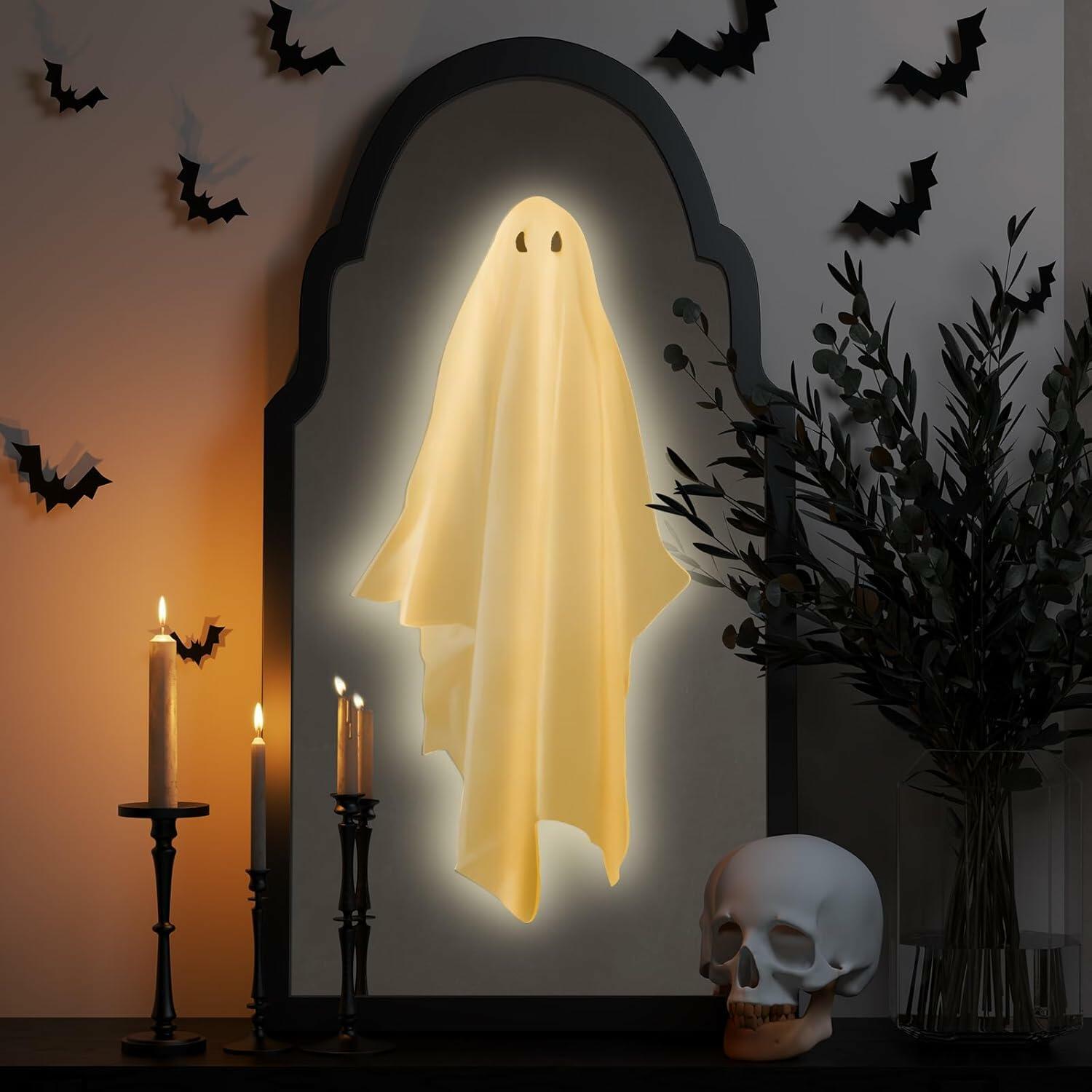 SQUISHYSOFTIES Halloween Hologram Ghost Mirror Acrylic 13x7.8 Wave Warm Light