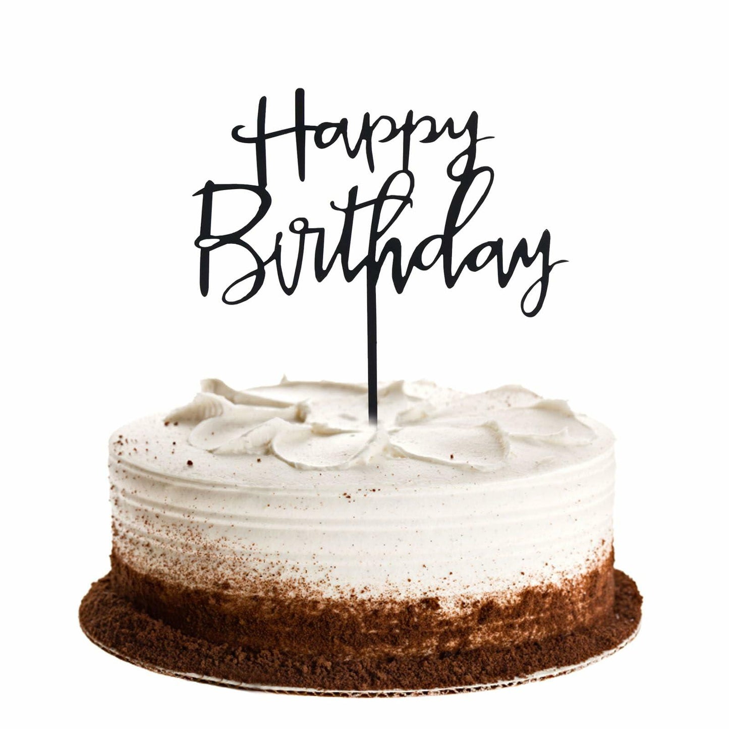 GLASNES Black Acrylic Happy Birthday Cake Topper 1 Piece Party Decor