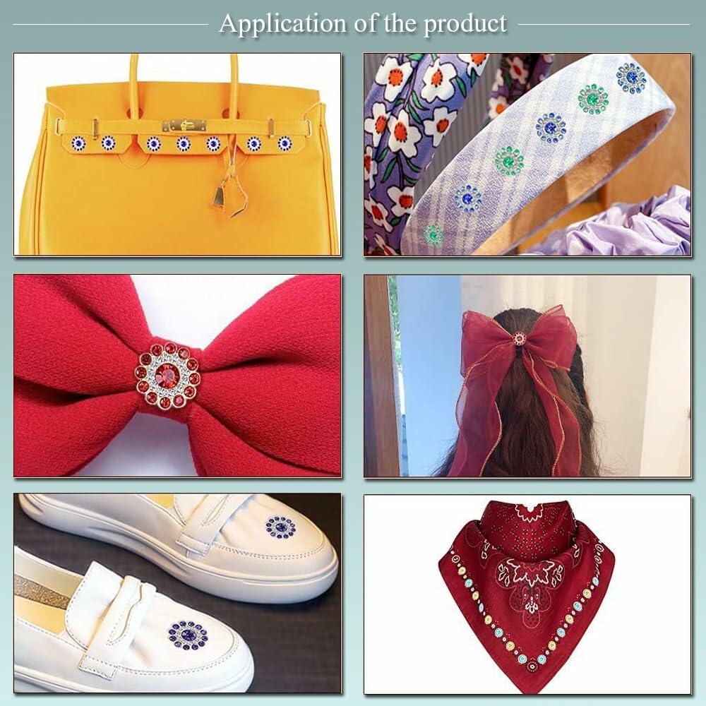 LICHLIN 100pcs 12mm Sunflower Claw Rhinestones Gold Base Mix Color