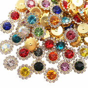 LICHLIN 100pcs 12mm Sunflower Claw Rhinestones Gold Base Mix Color