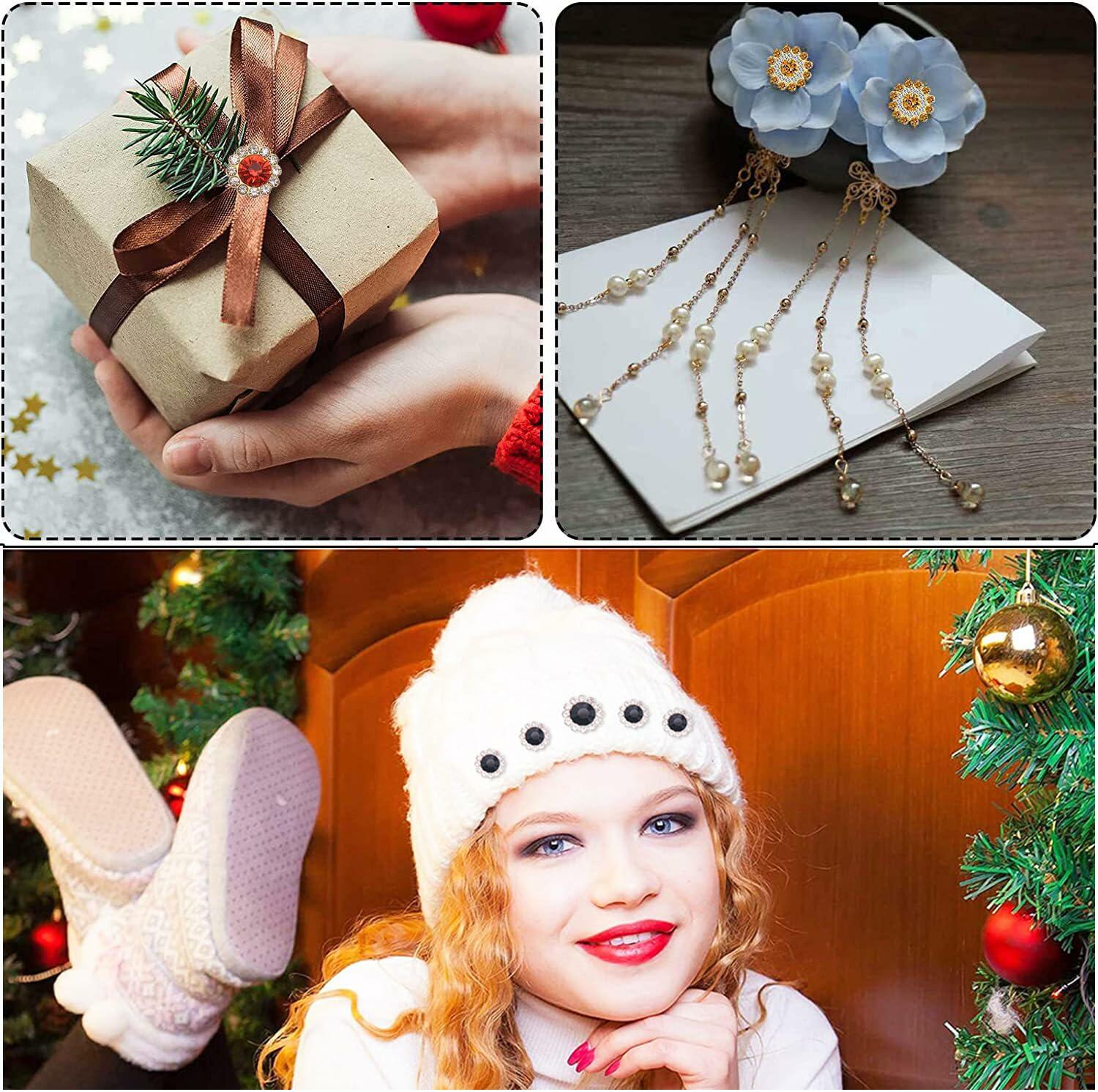 LICHLIN 100pcs 12mm Sunflower Claw Rhinestones Gold Base Mix Color