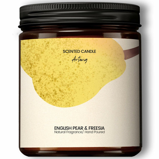 Generic English Pear & Freesia Scented Soy Candle Black Jar Chroma