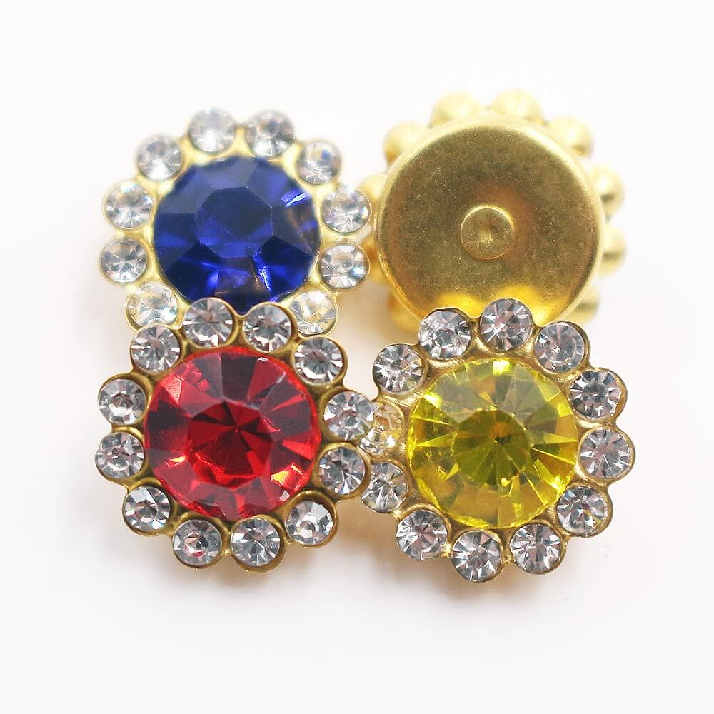 LICHLIN 100pcs 12mm Sunflower Claw Rhinestones Gold Base Mix Color