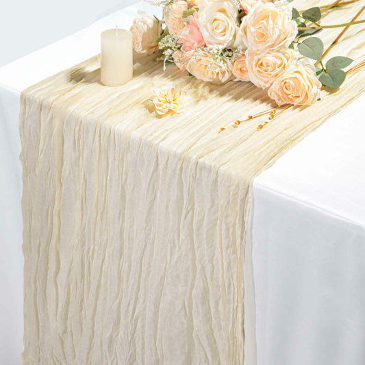 ZAGQIG Fall Table Runner Cheesecloth 10FT Boho Rustic Farmhouse Beige 1 Pack
