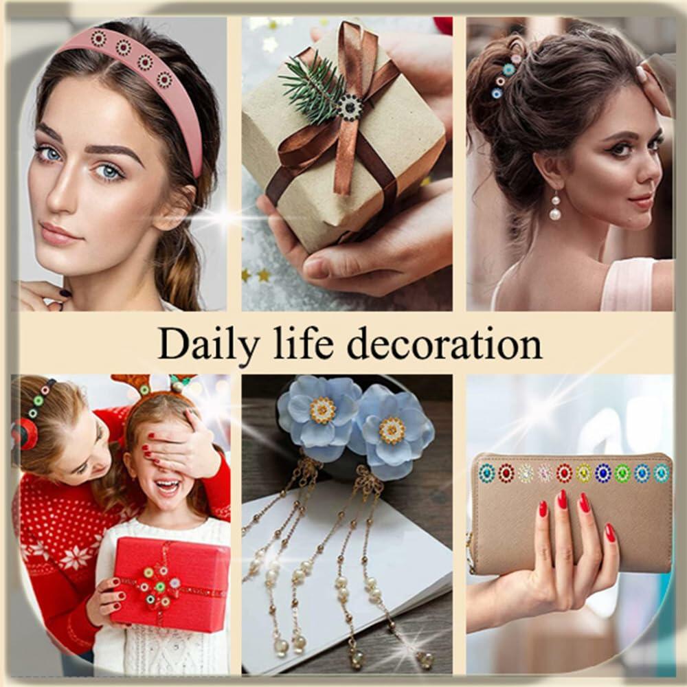 LICHLIN 100pcs 12mm Sunflower Claw Rhinestones Gold Base Mix Color