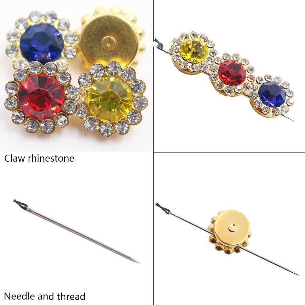 LICHLIN 100pcs 12mm Sunflower Claw Rhinestones Gold Base Mix Color