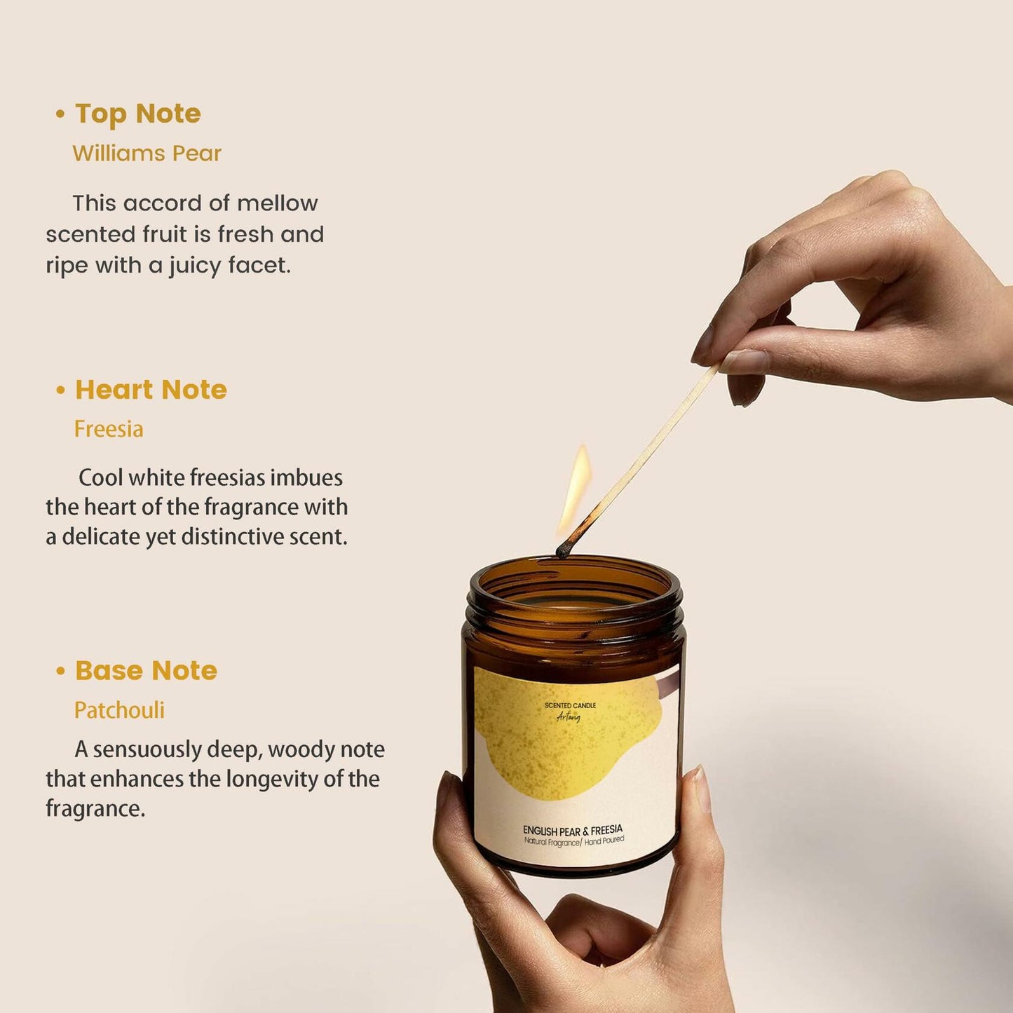 Generic English Pear & Freesia Scented Soy Candle Black Jar Chroma