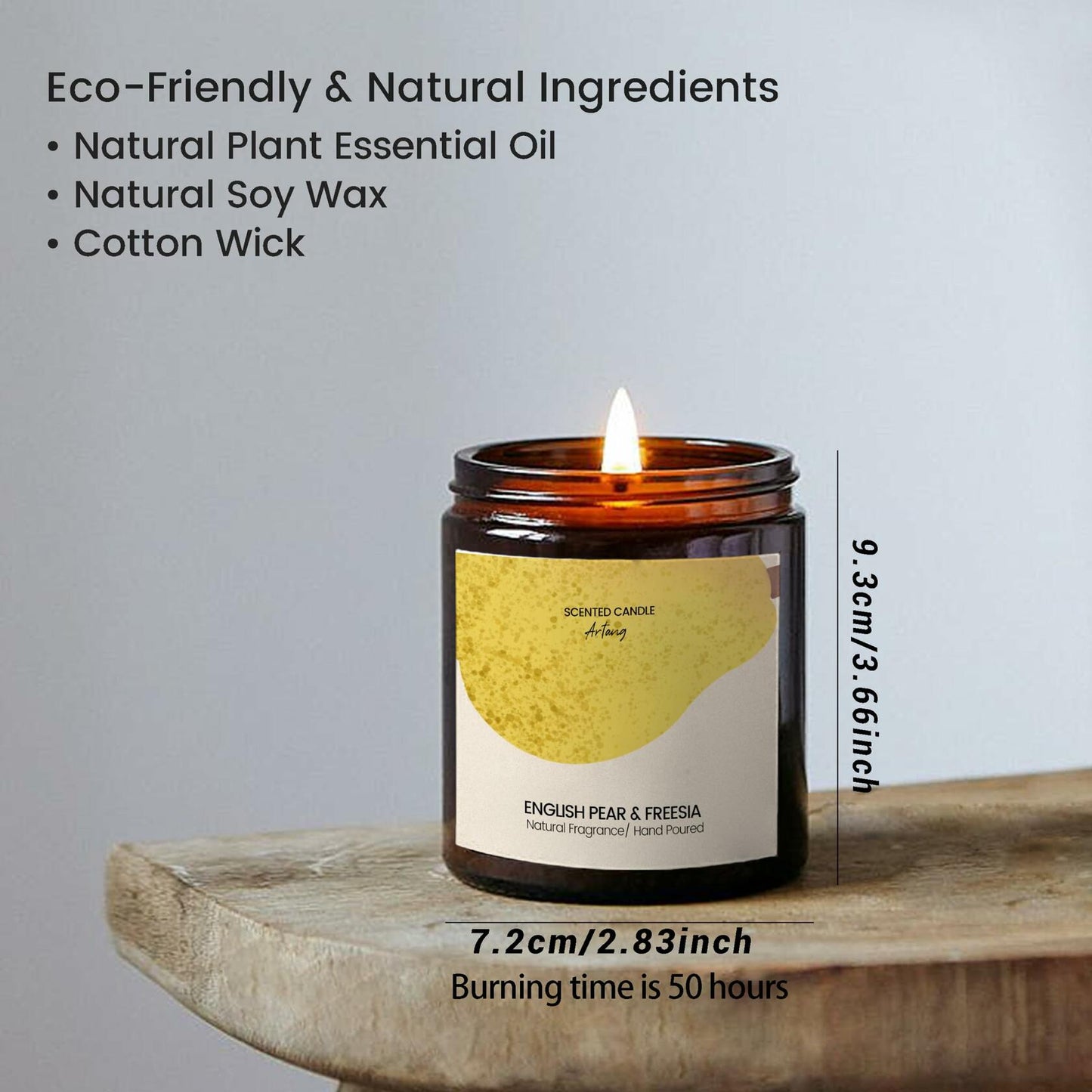 Generic English Pear & Freesia Scented Soy Candle Black Jar Chroma