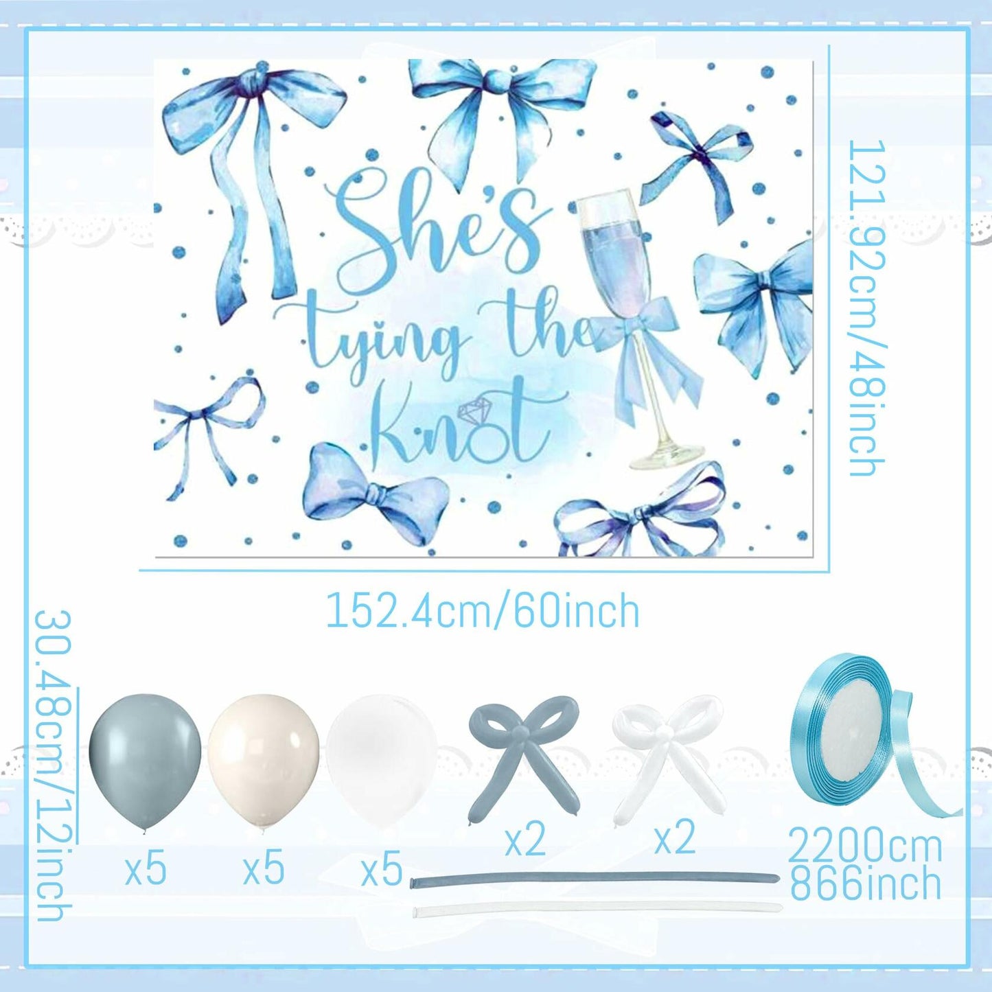 BACH AND BOUJEE She's Tying The Knot Backdrop Blue Bridal Shower Banner