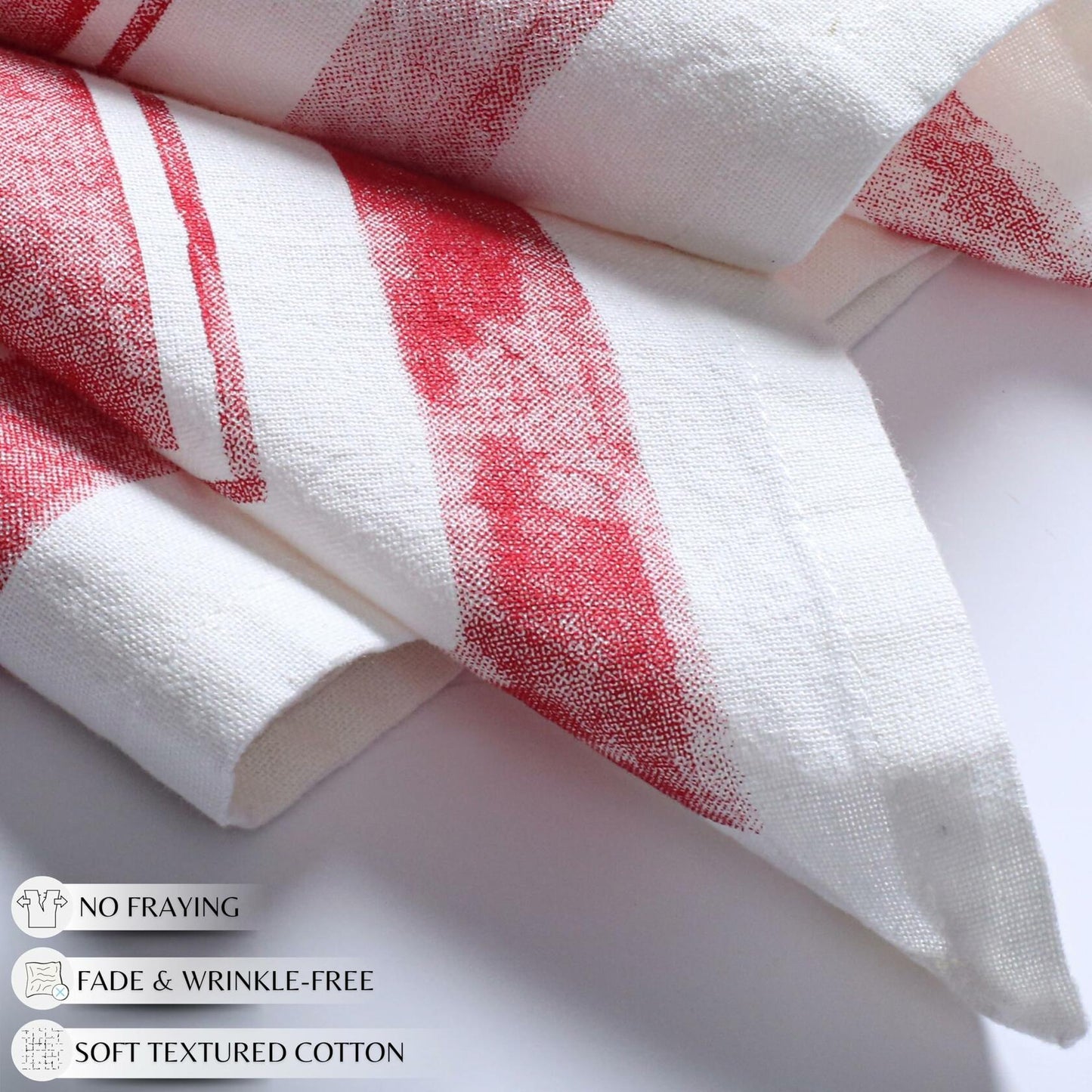 Palisa Cloth Dinner Napkins Set of 4 18x18 Inches Red Frame Border Cotton