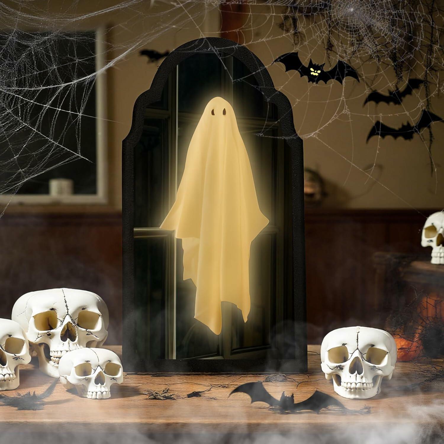 SQUISHYSOFTIES Halloween Hologram Ghost Mirror Acrylic 13x7.8 Wave Warm Light