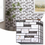 VallisCo 3D Faux Brick Wall Panel 12x12 Black White Marble 10 Pcs PVC
