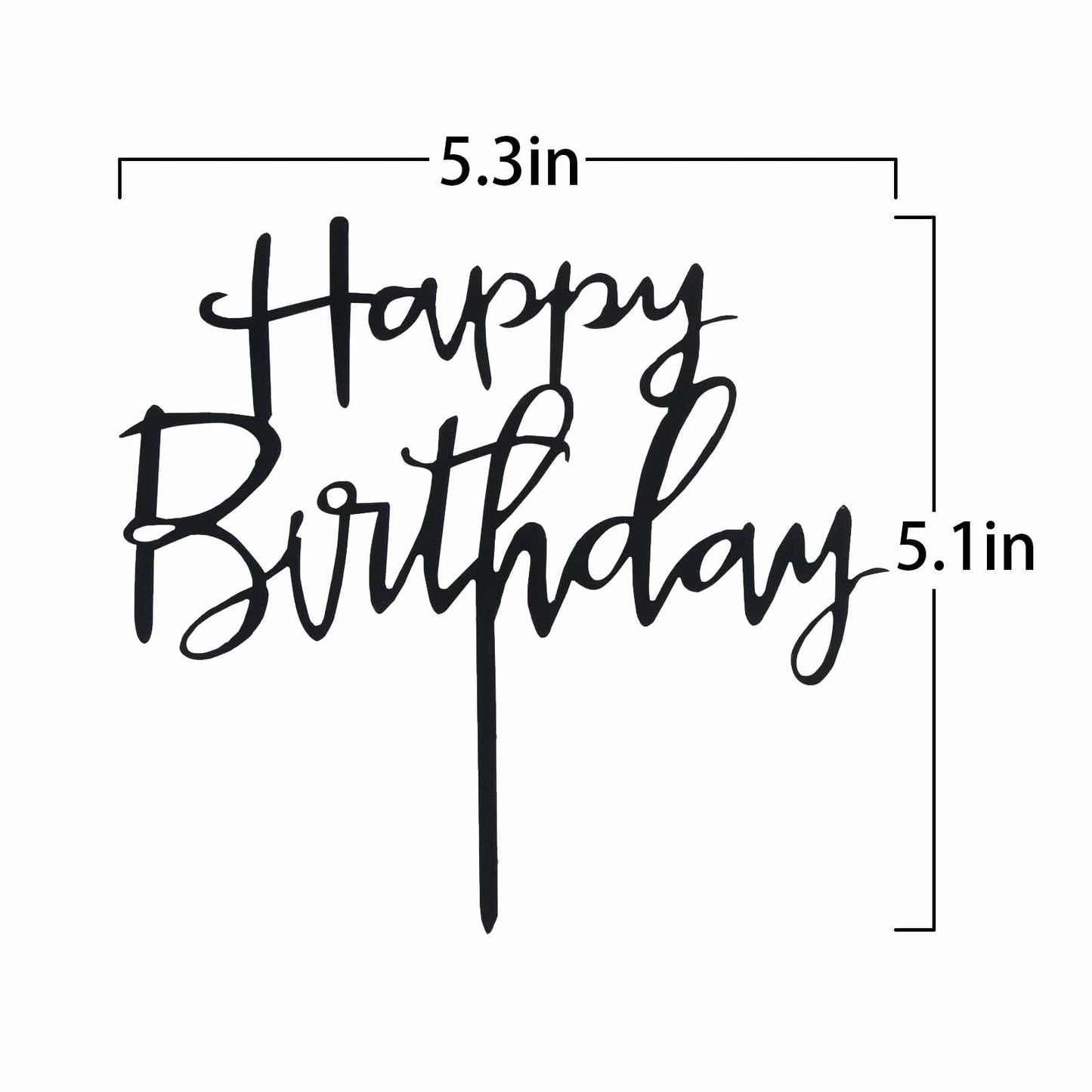 GLASNES Black Acrylic Happy Birthday Cake Topper 1 Piece Party Decor