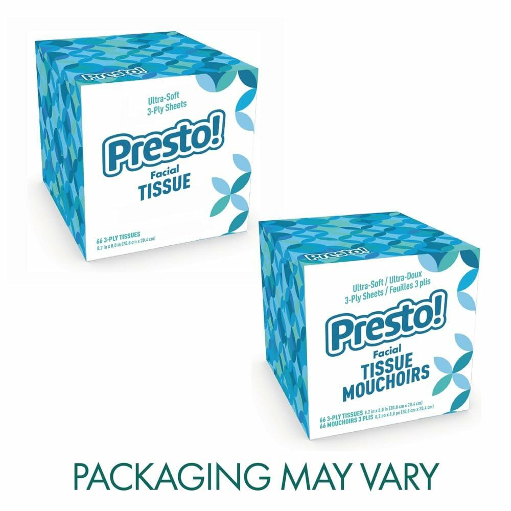 Amazon Presto! Ultra-Soft 3-Ply Facial Tissues 264 Count White 4 Packs