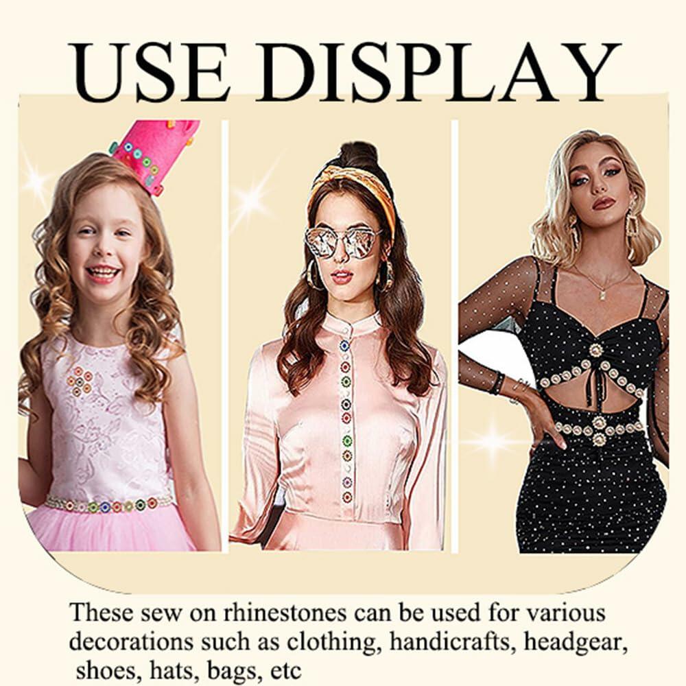 LICHLIN 100pcs 12mm Sunflower Claw Rhinestones Gold Base Mix Color