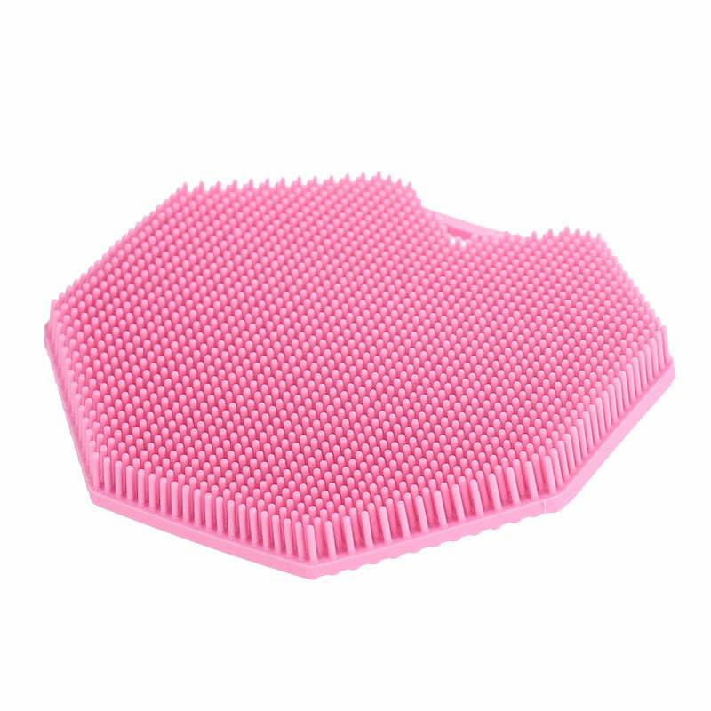 Exfoliating Silicone Body Scrubber with Handle for Face & Body Pink Grey Tan