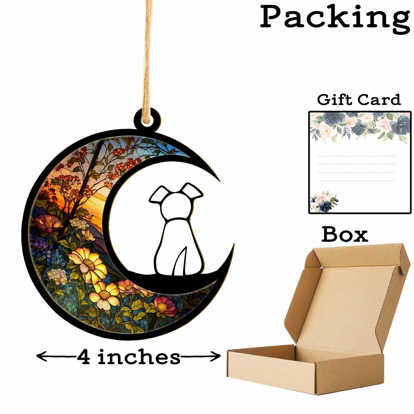 LOVELYPOD Dog Ornament Suncatcher Memorial Gift White 4 Inch