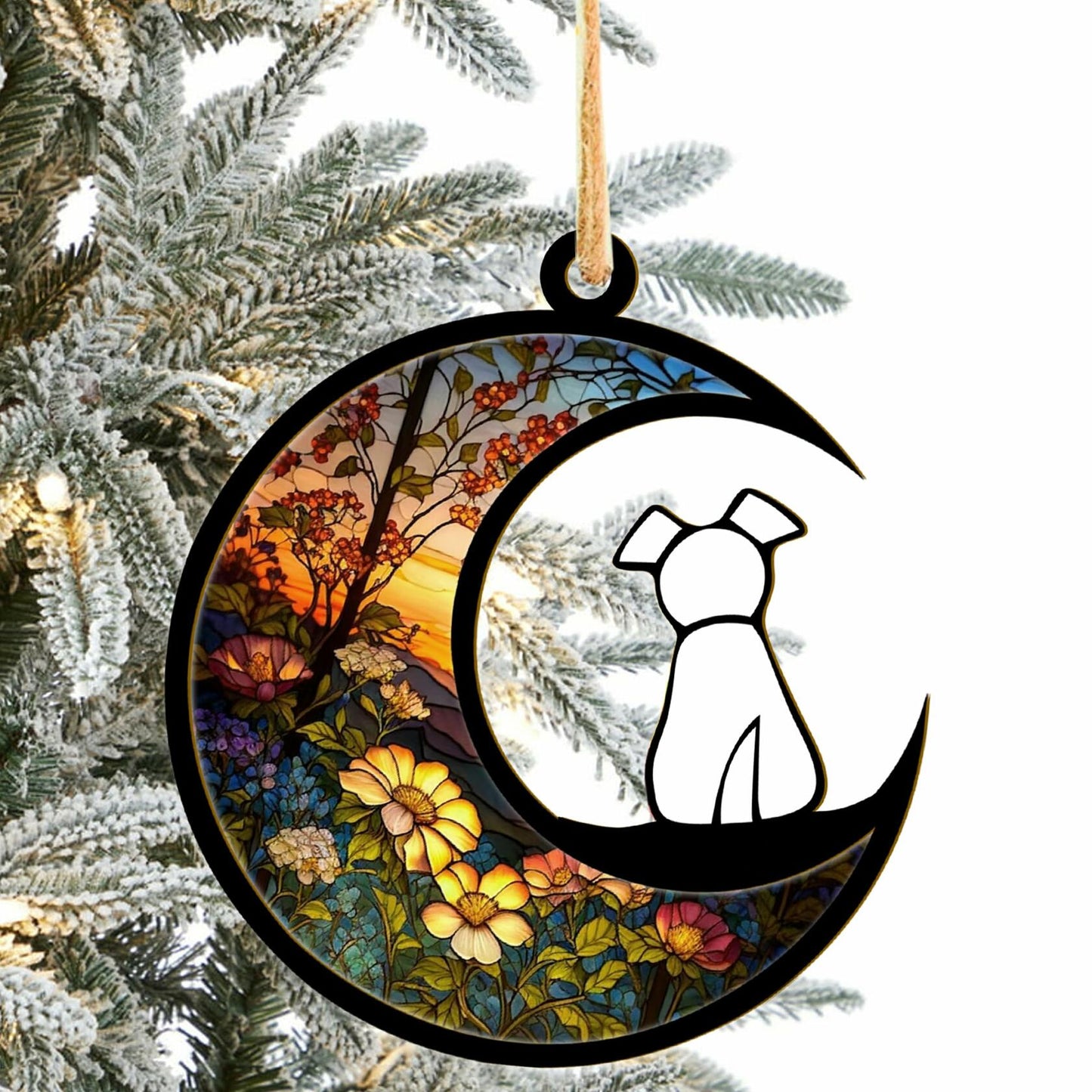LOVELYPOD Dog Ornament Suncatcher Memorial Gift White 4 Inch