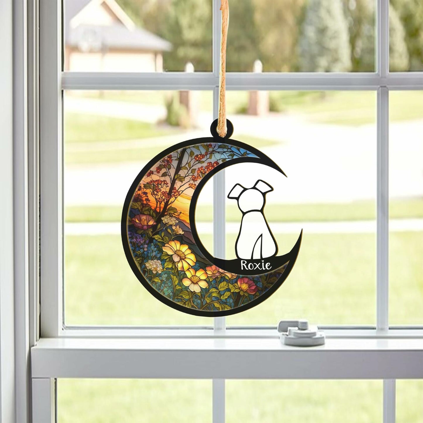 LOVELYPOD Dog Ornament Suncatcher Memorial Gift White 4 Inch