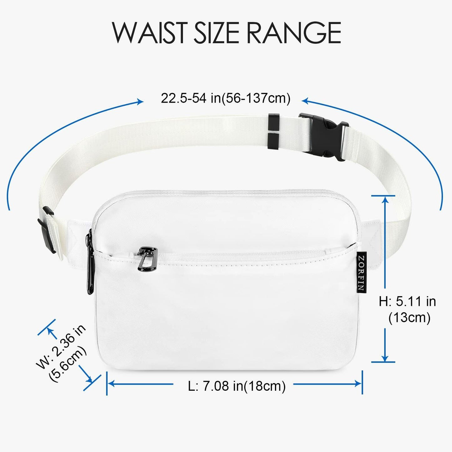 ZORFIN Fanny Pack Crossbody Belt Bag Adjustable Strap Camo Black One Size