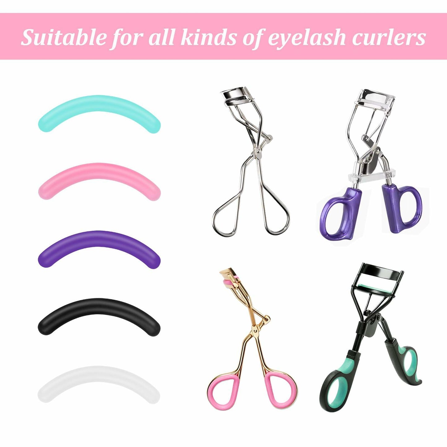 HaiFafafaing 48 Pcs Silicone Eyelash Curler Pads Multi Color with Box