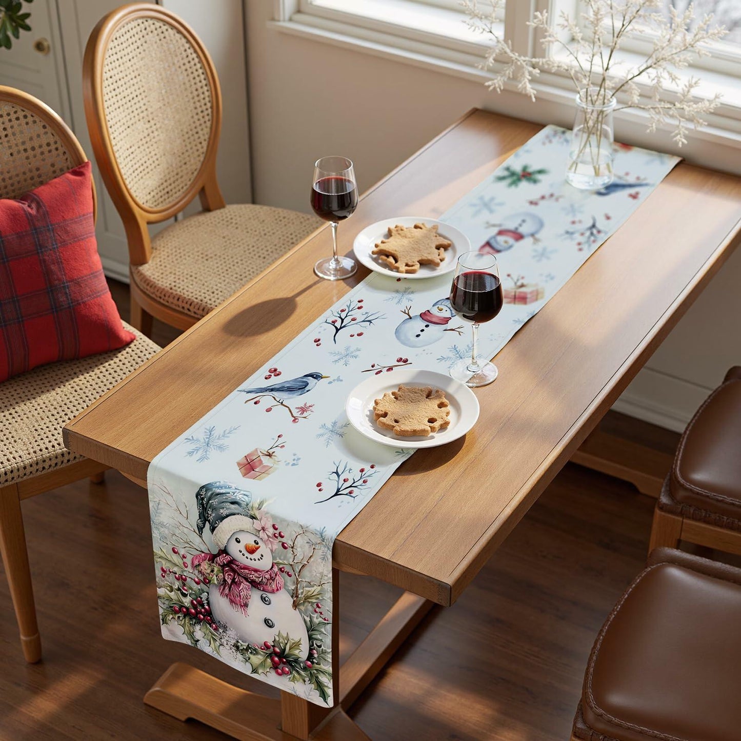 VIV CHERBL Boho Summer Striped Table Runner Black White 36x15 Inch Cotton