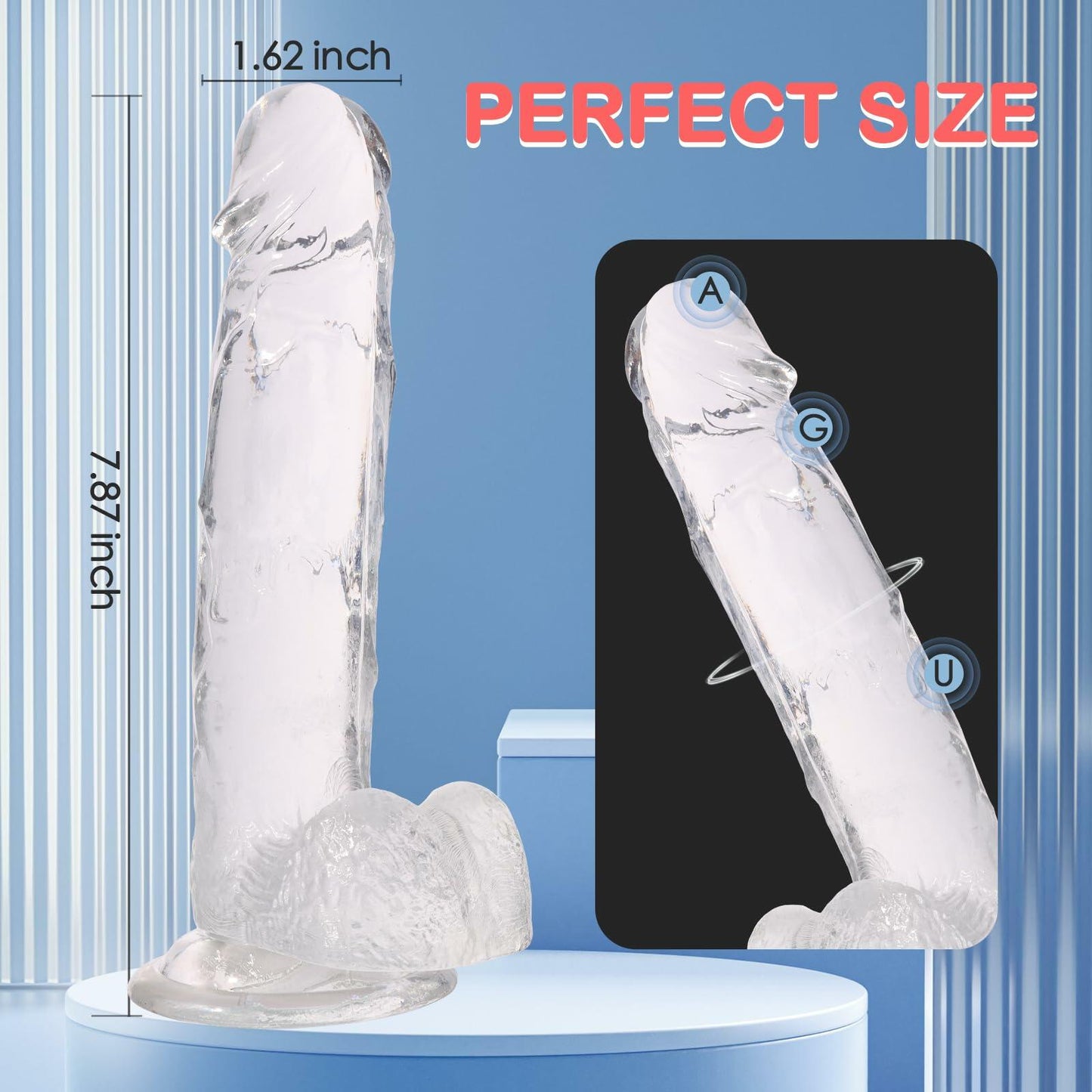 WARKLMA Realistic Silicone Dildo Flesh Color Soft G-Spot Suction Cup M 6.7in