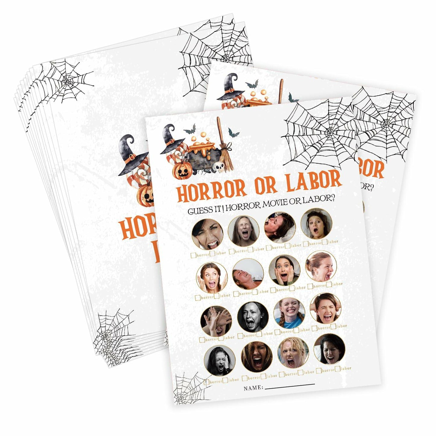 Tuyashua Halloween Horror Labor Game Baby Shower 30 Cards Multicolor WY03