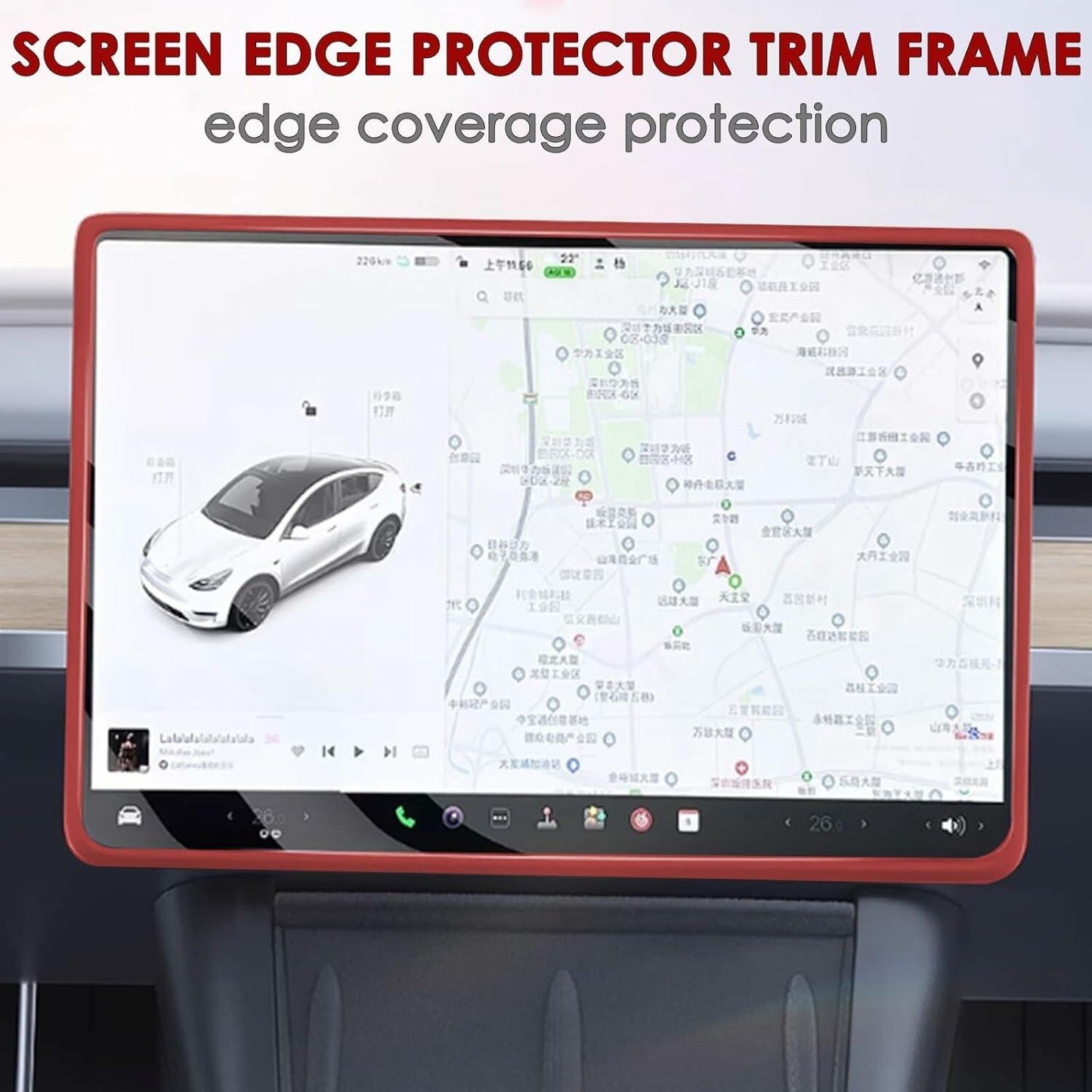 TSTESE Screen Edge Protector Trim Tesla Model 3 Highland Model Y 2020-2025 Red