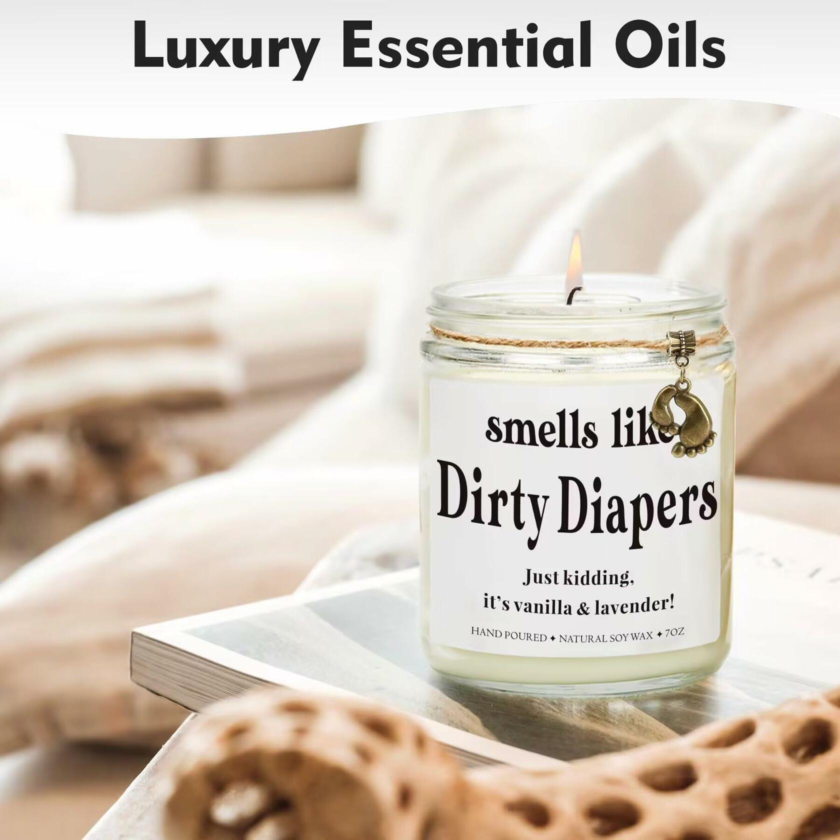 Ohmique Smells Like Dirty Diapers Candle Lavender Soy Wax 0.9lb Funny Gift
