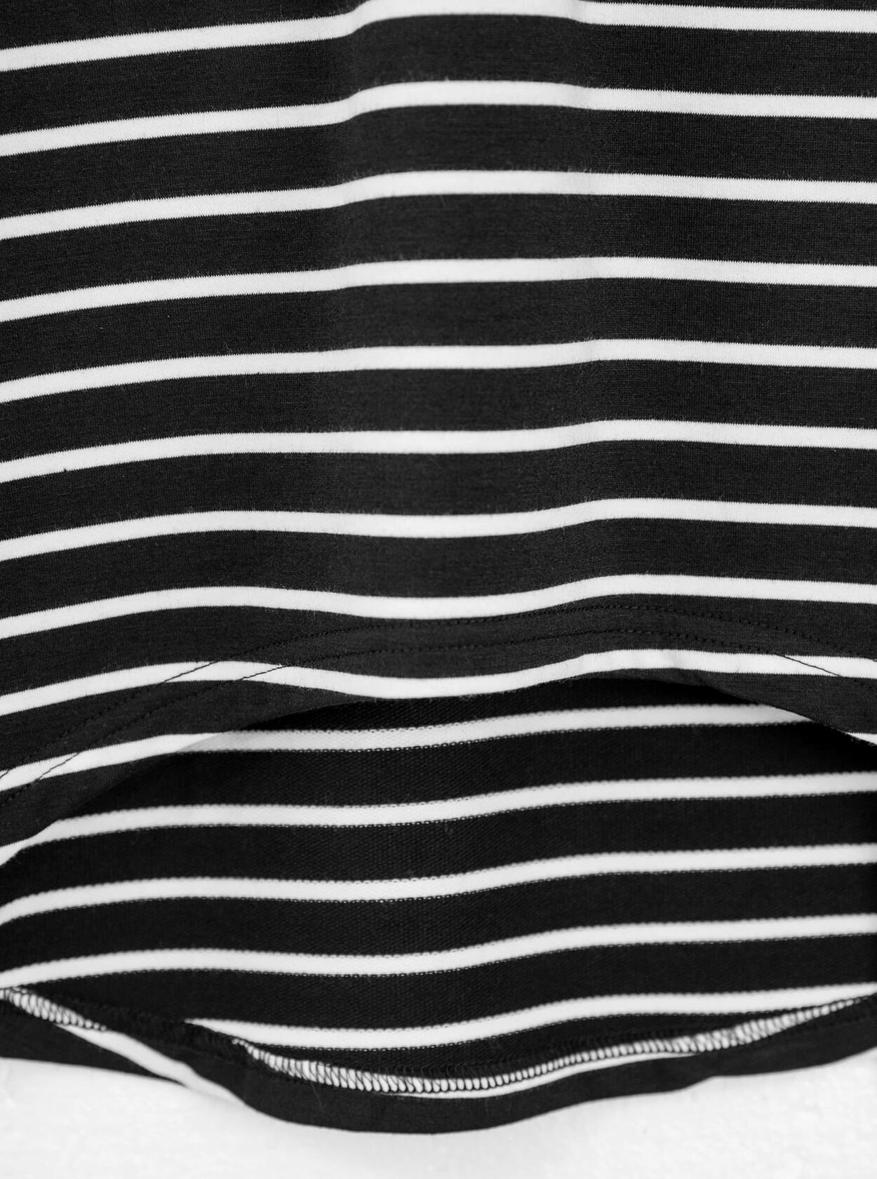 LilyCoco Women Long Sleeve Polo Striped Sweatshirt Black Size Small