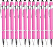 Idcrea 10-Pack Pink Ballpoint Pens Black Ink 2-in-1 Stylus 1.0mm Medium Point