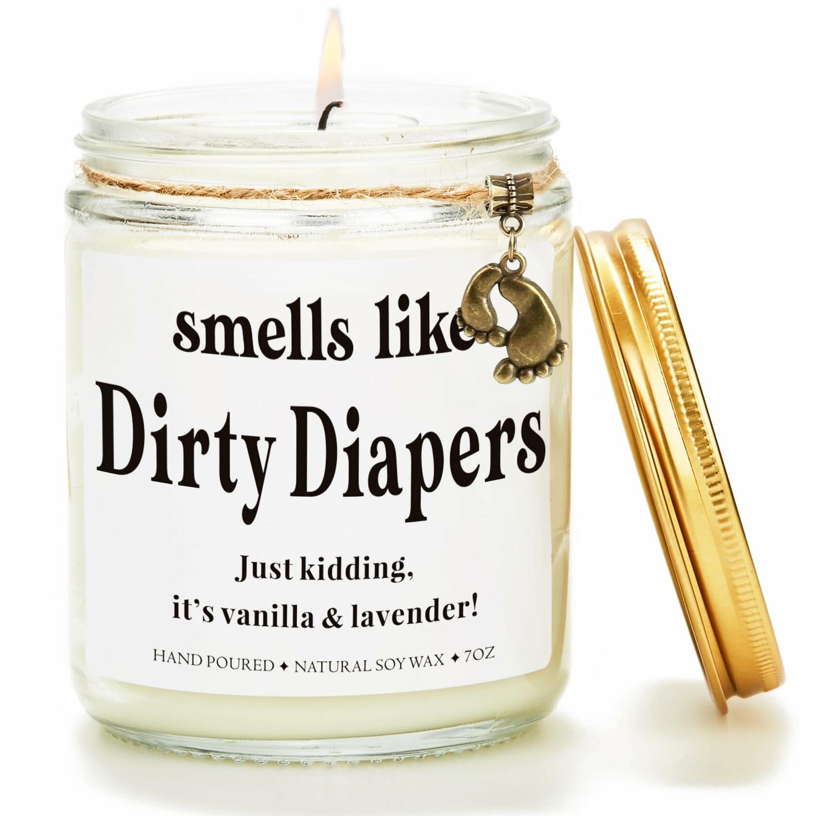 Ohmique Smells Like Dirty Diapers Candle Lavender Soy Wax 0.9lb Funny Gift