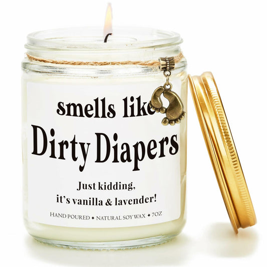 Ohmique Smells Like Dirty Diapers Candle Lavender Soy Wax 0.9lb Funny Gift