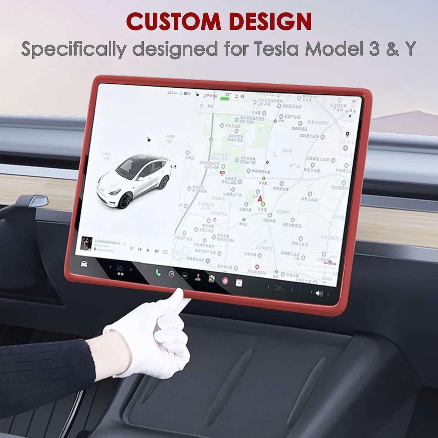 TSTESE Screen Edge Protector Trim Tesla Model 3 Highland Model Y 2020-2025 Red