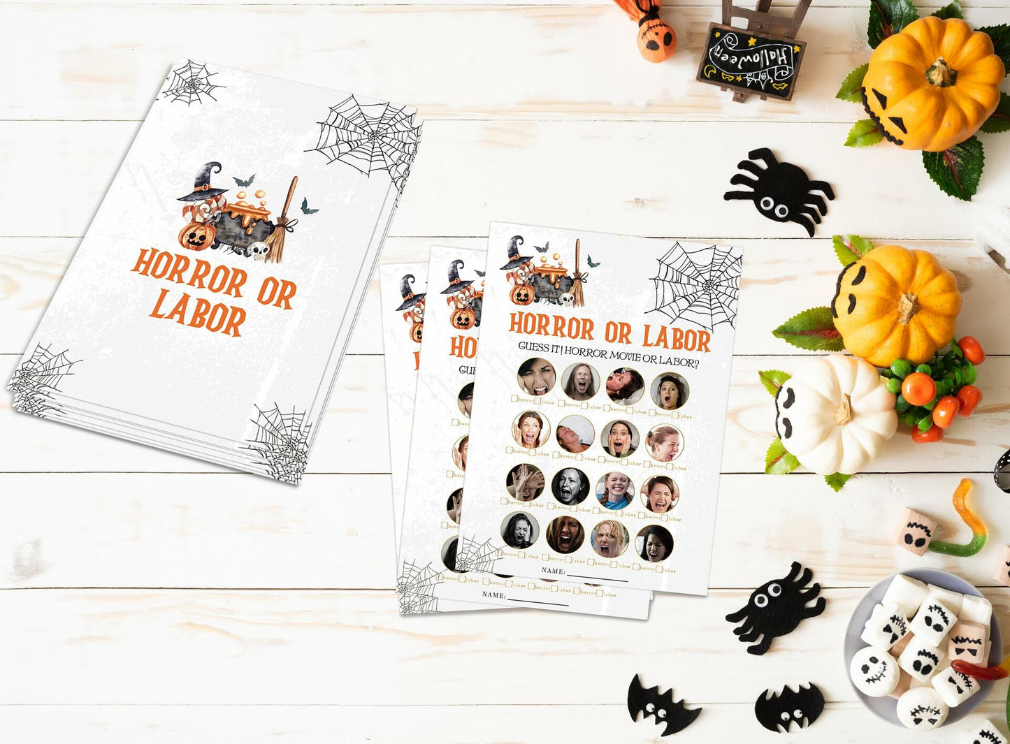 Tuyashua Halloween Horror Labor Game Baby Shower 30 Cards Multicolor WY03